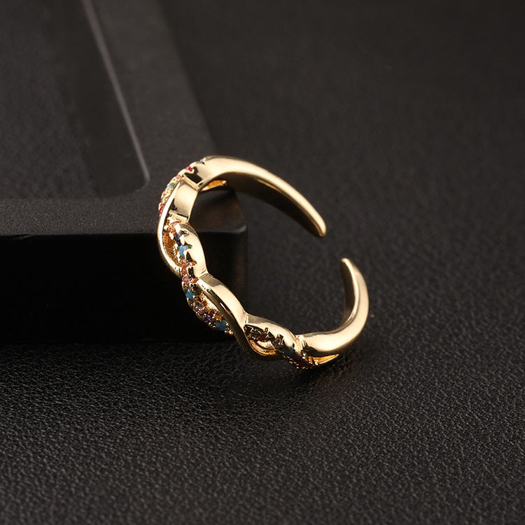 Wholesale Valentine's Day copper micro set zircon Fried Dough Twists ring